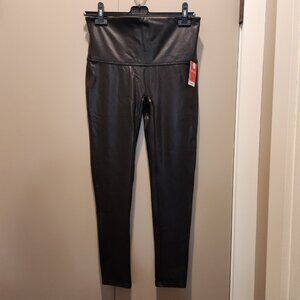 NWT SPANX Black Faux Leather Leggings PETITE XL